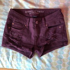 Burgundy American eagle shorty shorts